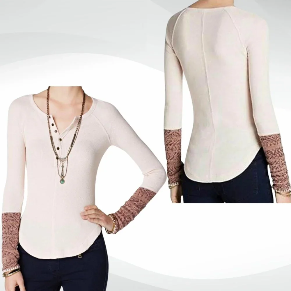Free People Ski Lodge Alpine Cuff Thermal, Blush Pink, Size XS - Picture 1 of 5